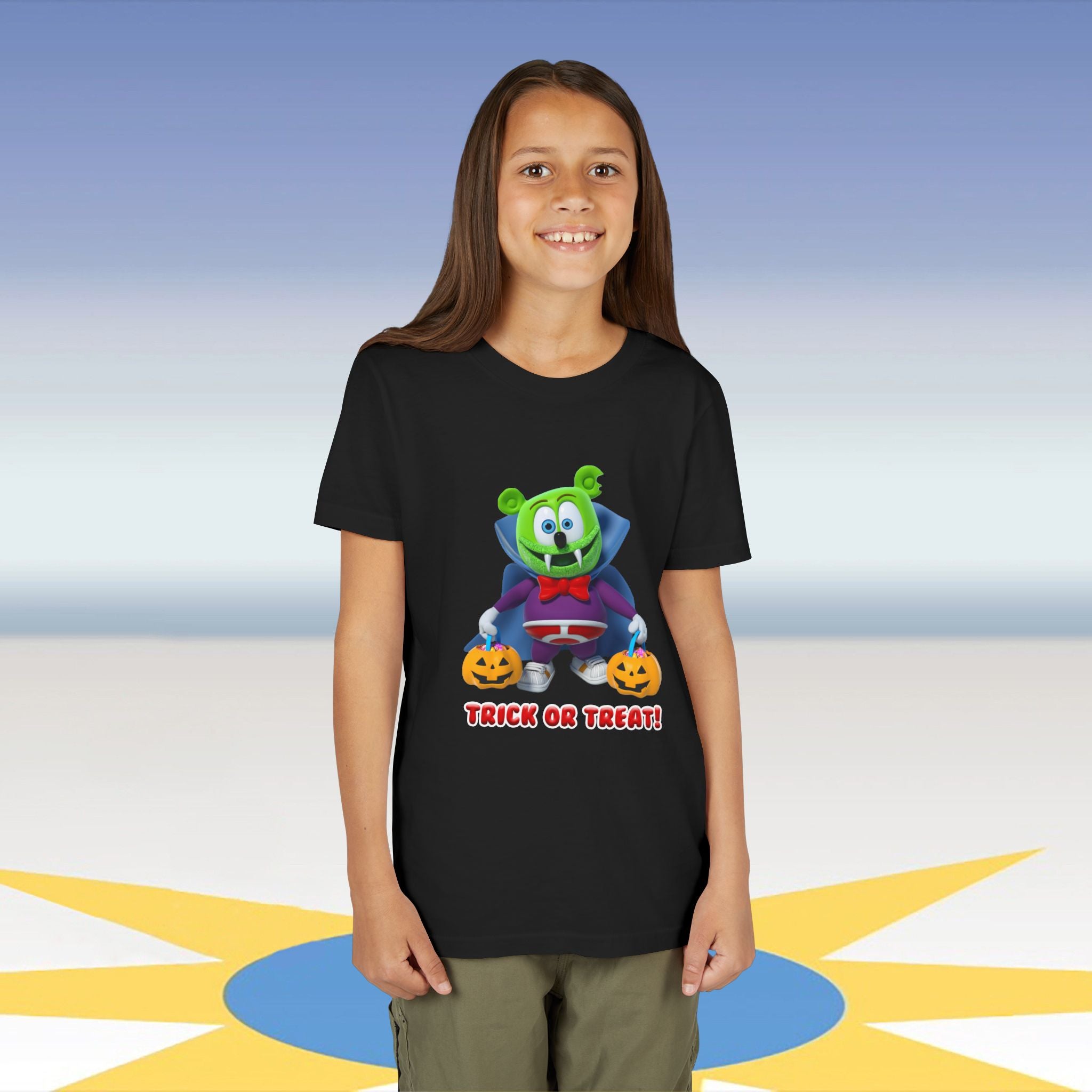 Gummibär Halloween Trick or Treat Youth Tee, Kids Halloween Shirt, Funny Kids Tee, Trick or Treat Apparel, Spooky Season Clothes