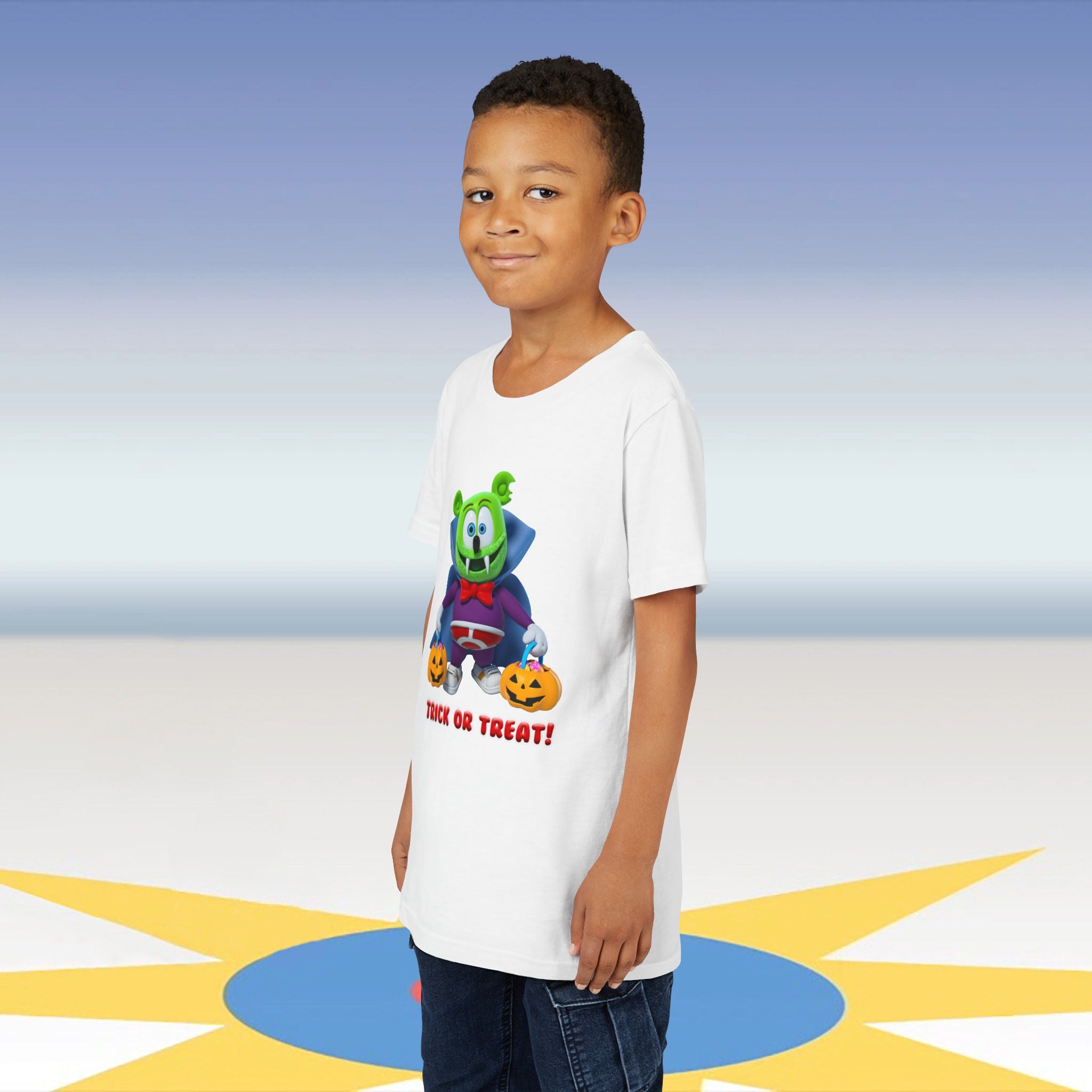 Gummibär Halloween Trick or Treat Youth Tee, Kids Halloween Shirt, Funny Kids Tee, Trick or Treat Apparel, Spooky Season Clothes