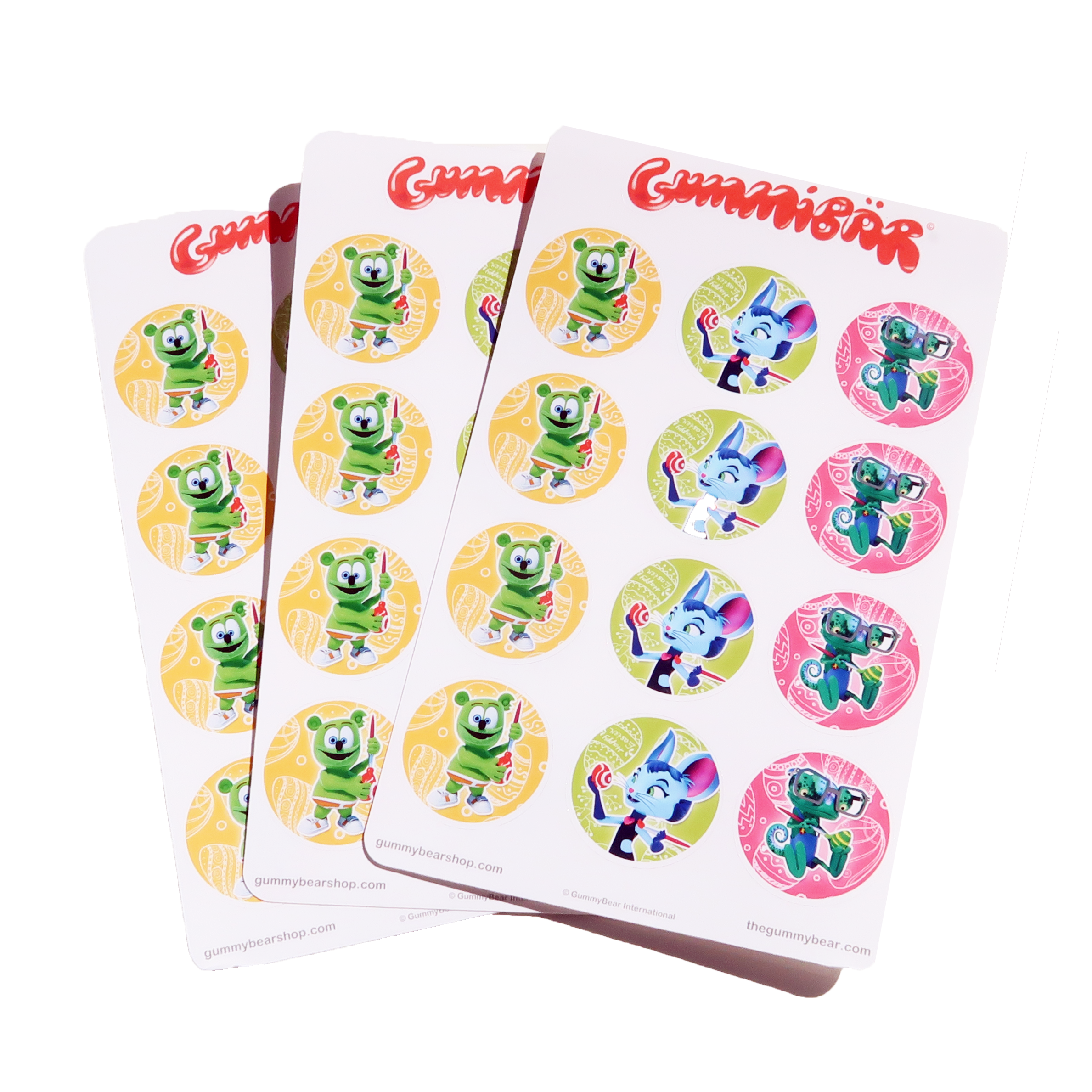Gummibär (The Gummy Bear) 1" Round Easter Stickers ~ 3 Sheets ~ 36 Stickers