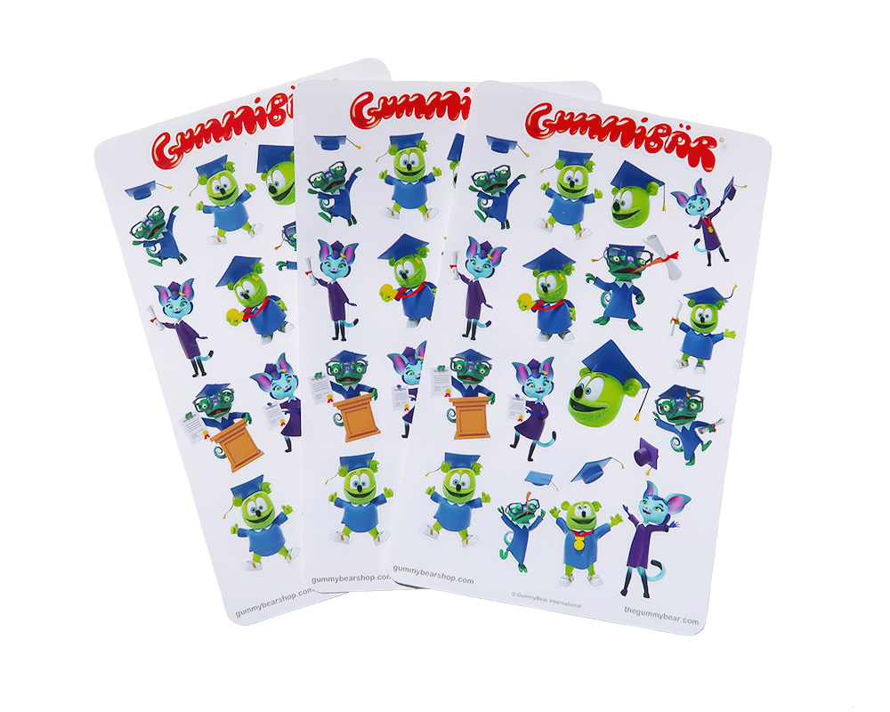 Gummibär (The Gummy Bear) I Graduated! Sticker Sheets ~ 3 Sheets ~ 63 Stickers
