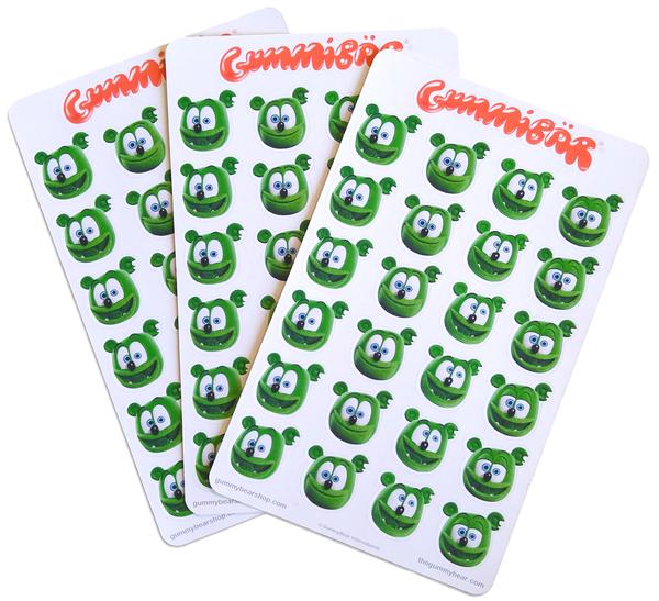 Gummibär (The Gummy Bear) Sticker Sheets ~ Smiling Face Stickers ~ 3 Sheets ~ 75 Stickers ~ Cute Kawaii Character