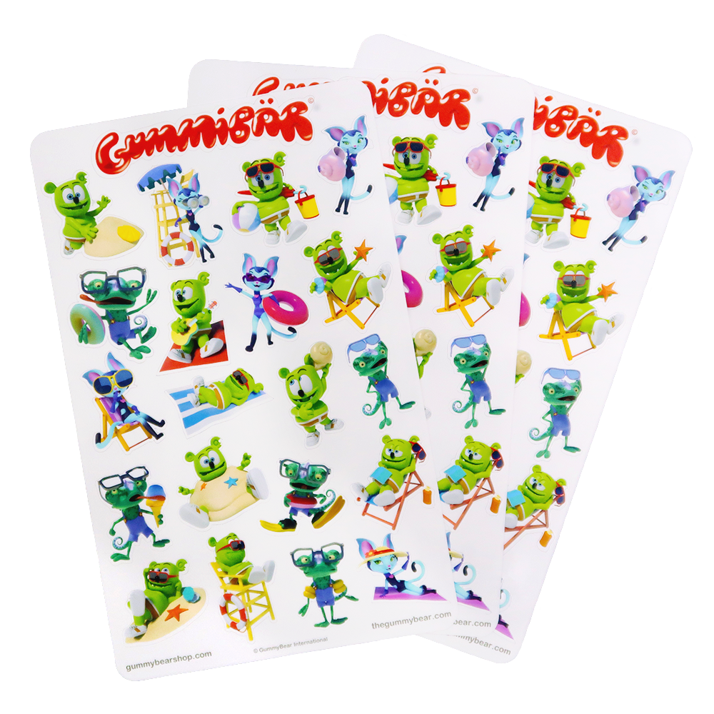 Gummibär (The Gummy Bear) Summer Stickers ~ 3 Sheets ~ 63 Stickers