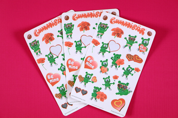 Gummibär Valentine's Day Sticker Sheets ~ Hearts And Love Planner ~ 3 Sheets ~ 60 Stickers